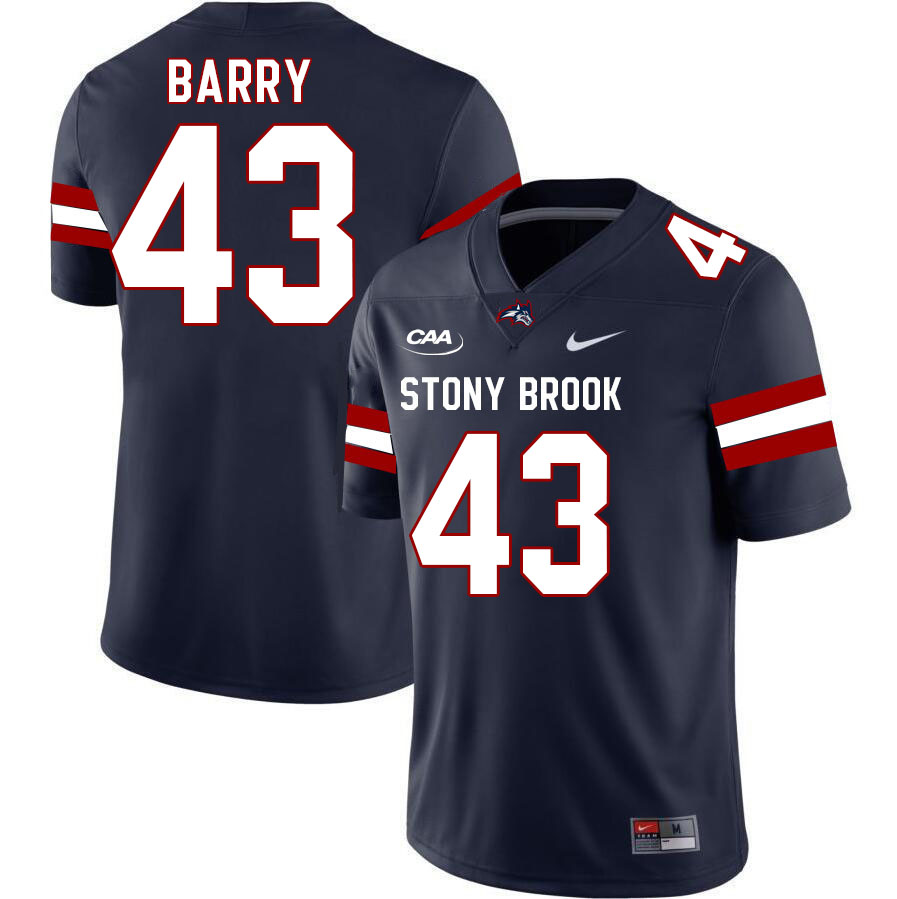 Stony Brook Seawolves #43 Brendan Barry College Football Jerseys Stitched Sale-Navy
